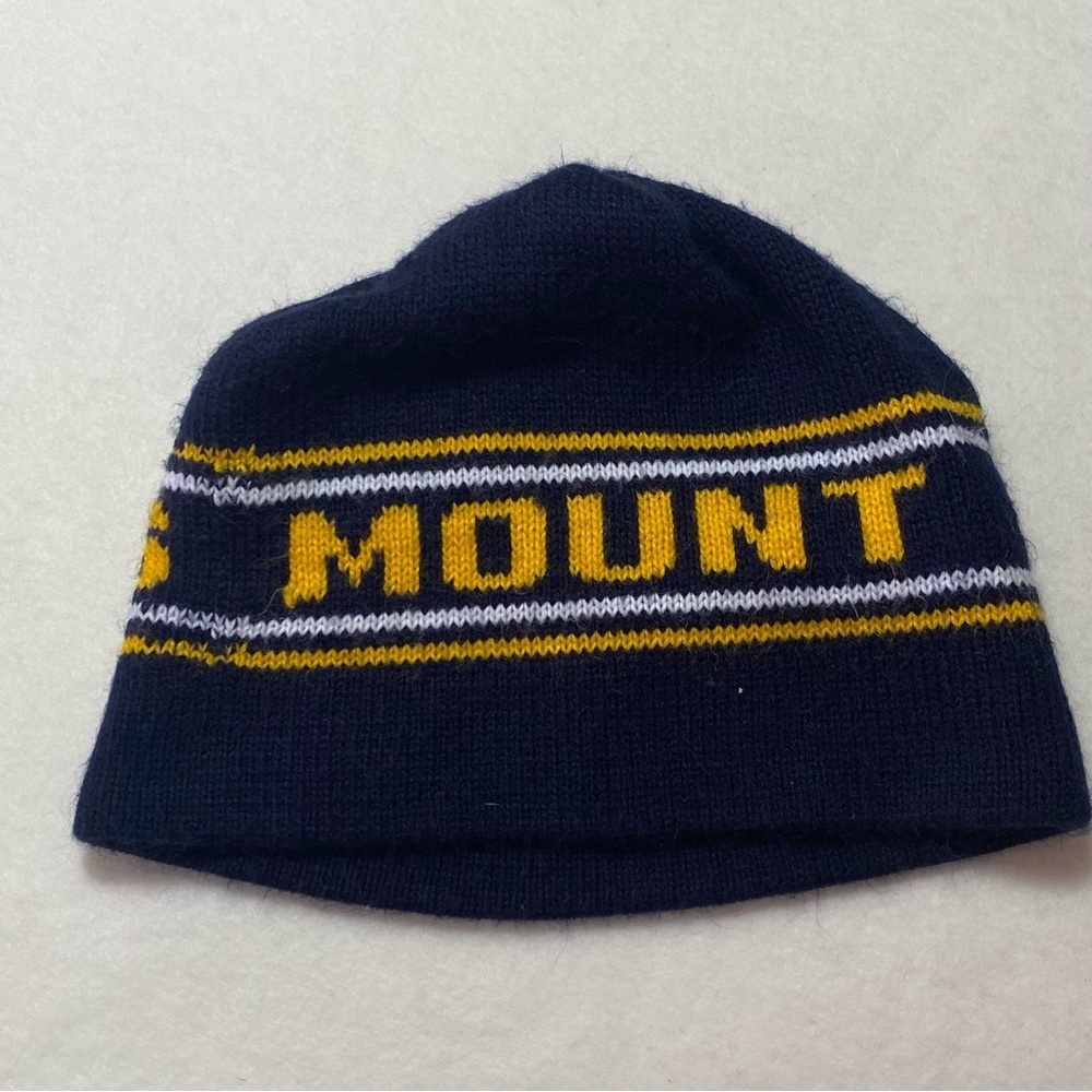 Mount St. Mary’s Knitted Beanie Hat Blue Saint Cap America Made In The USA